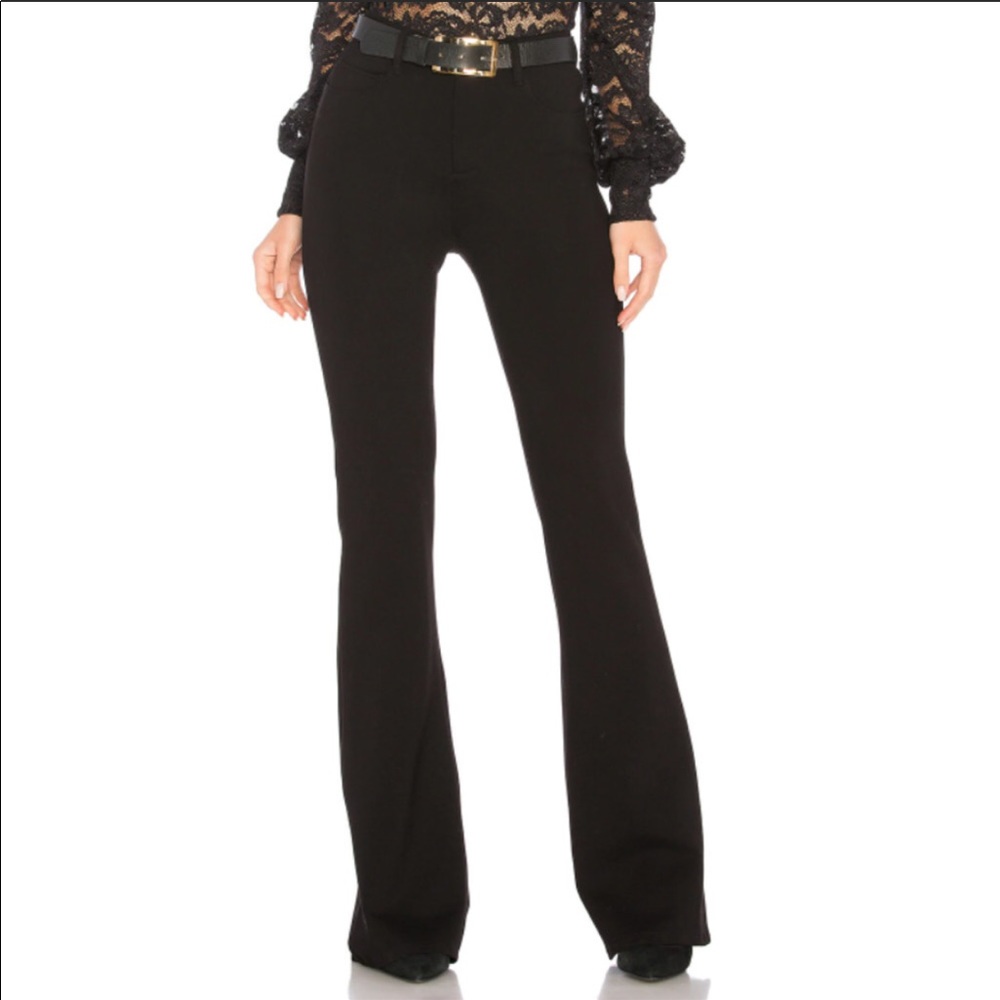 L'Agence Lola Flare Ponte Stretch Knit Black Pants